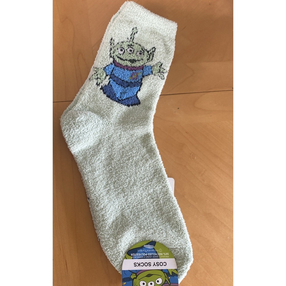 Primark Toy Story Alien Cozy Socks US 6-10 Fuzzy Green Pixar Disney Planet New